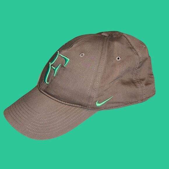 Nike Dri Fit Roger Federer RF Legacy 91 Tennis Cap Brown Green Adjustable Hat - Picture 2 of 6
